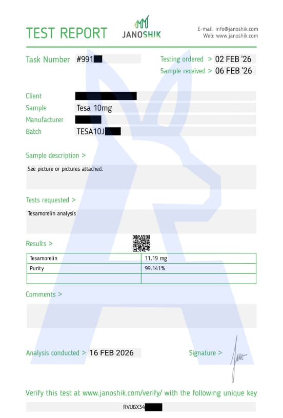 Tesa 10mg certificate of analysis preview